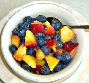 Blueberries and Peaches with Blueberry-Vanilla Compote Photo