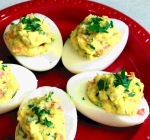 Deviled Eggs with Pimentos and Parsley Recipe Photo