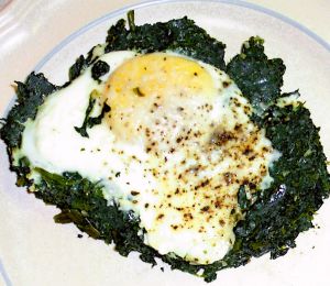 Eggs Poached on Cooked Greens Recipe Photo