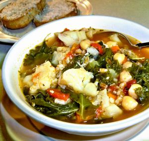 Cauliflower, Chickpea and Kale Soup Recipe Photo