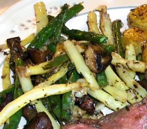 Roasted Green Beans and Mushrooms Recipe Photo